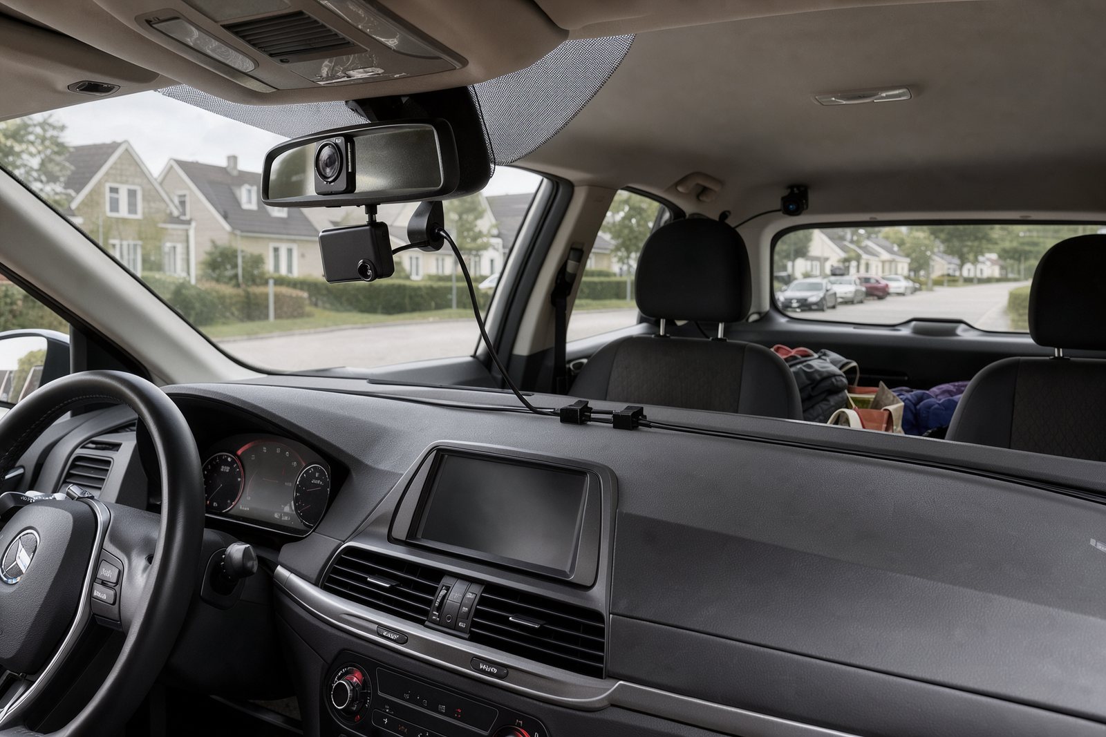 Front- und Heckkamera in einem geparkten Familienauto