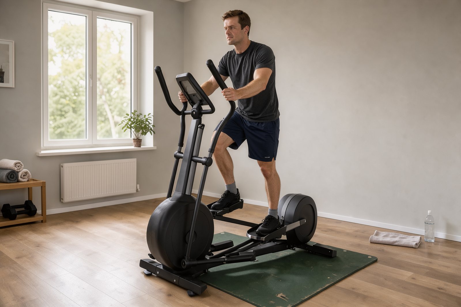 Symbolbild eines Crosstrainers beim Ausdauertraining zu Hause