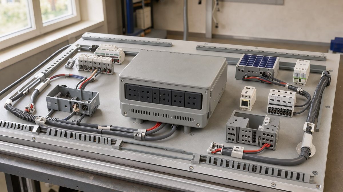 Symbolbild eines automatischen Umschalters auf einer elektrischen Demonstrationstafel