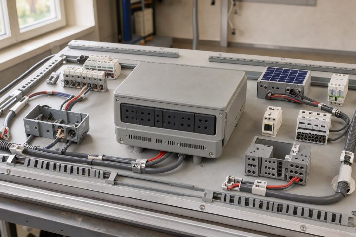 Symbolbild eines automatischen Umschalters auf einer elektrischen Demonstrationstafel
