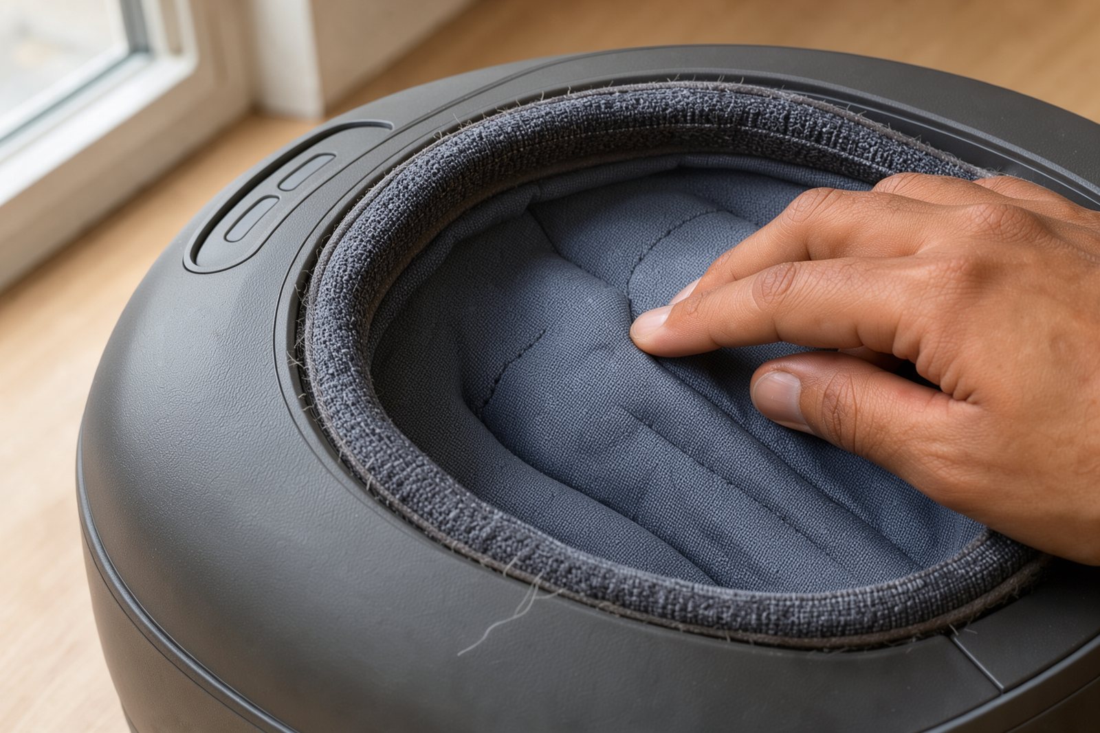 Symbolbild: Textile Einfassung und Fußöffnung eines elektrischen Fußmassagegeräts